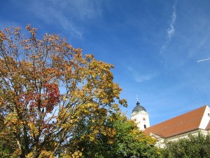 St. Laurentious peeking out behind the changing leaves
